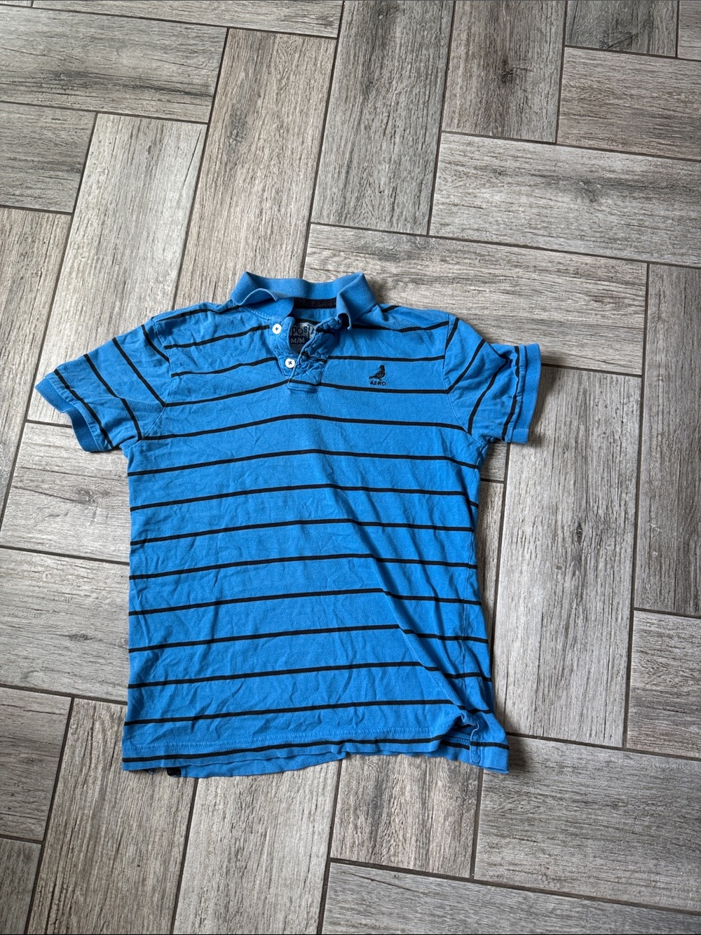 Aeropostale Blue Striped Polo Tee